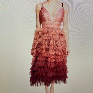Marchesa Notte Tiered Ruffle Gown.